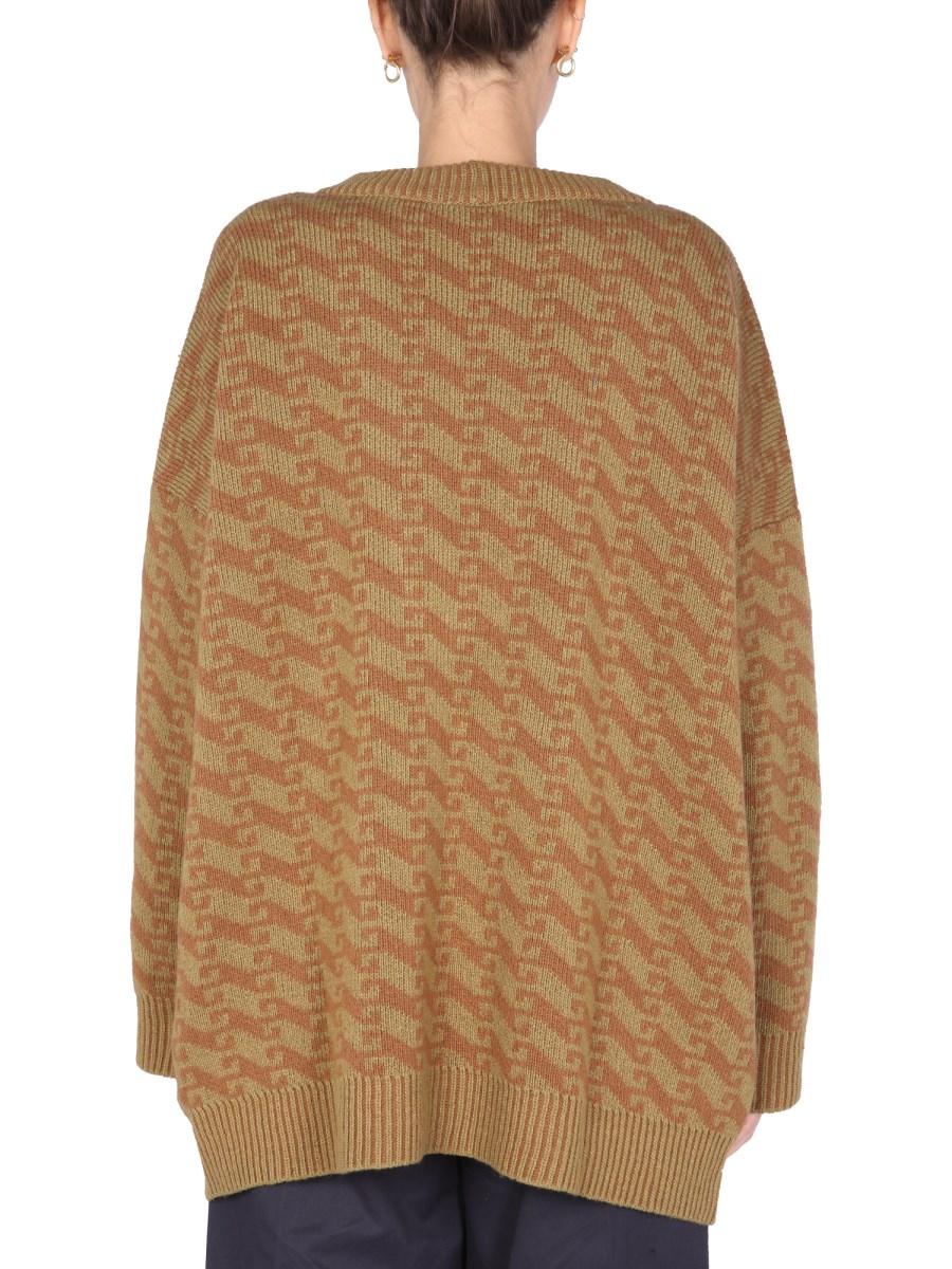 JEJIA MAGLIA JACQUARD IN MISTO LANA CON SCOLLO A V