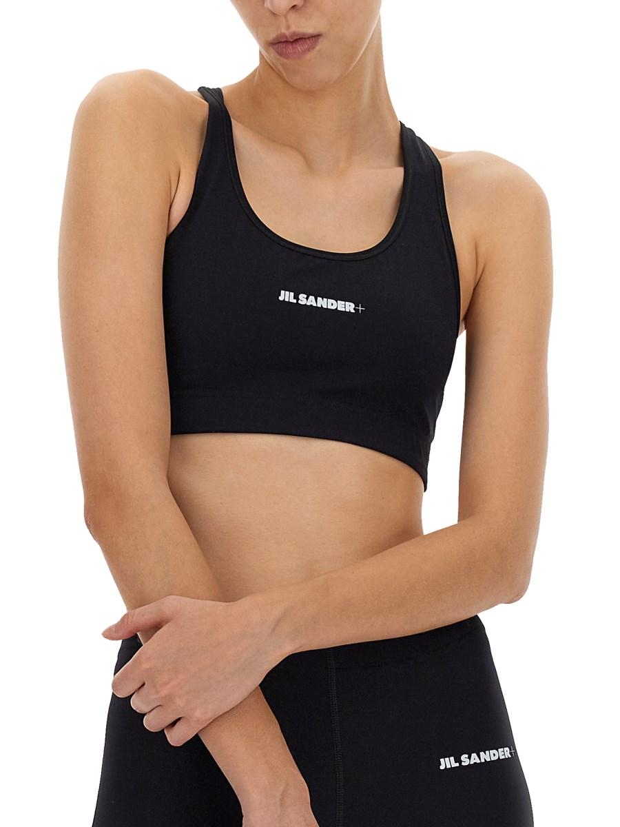 JIL SANDER CROP TOP IN NYLON CON LOGO
