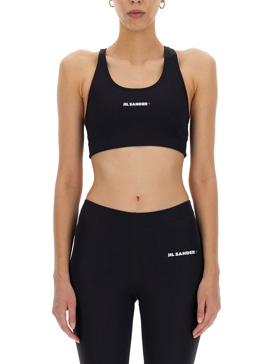 JIL SANDER CROP TOP IN NYLON CON LOGO