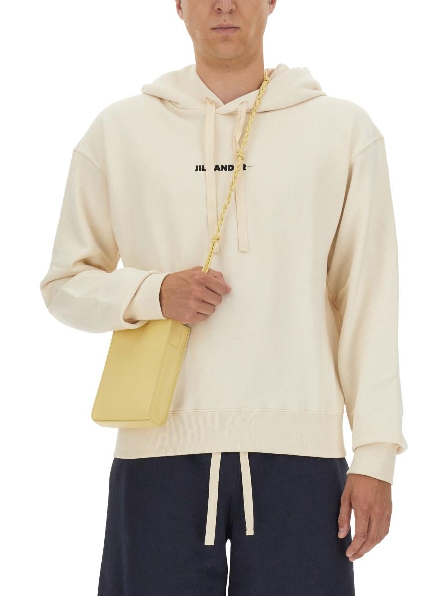 JIL SANDER FELPA IN COTONE CON CAPPUCCIO E LOGO