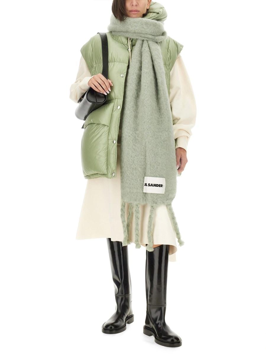 JIL SANDER GILET CON LOGO IN NYLON