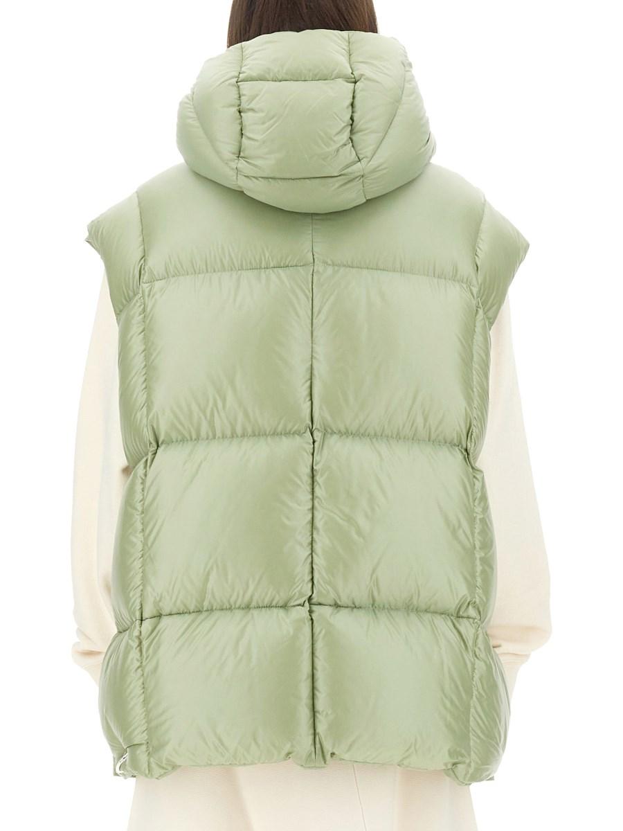 JIL SANDER GILET CON LOGO IN NYLON