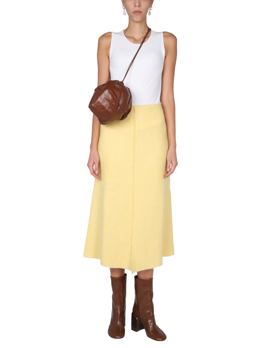 JIL SANDER GONNA MIDI IN FELTRO DI LANA