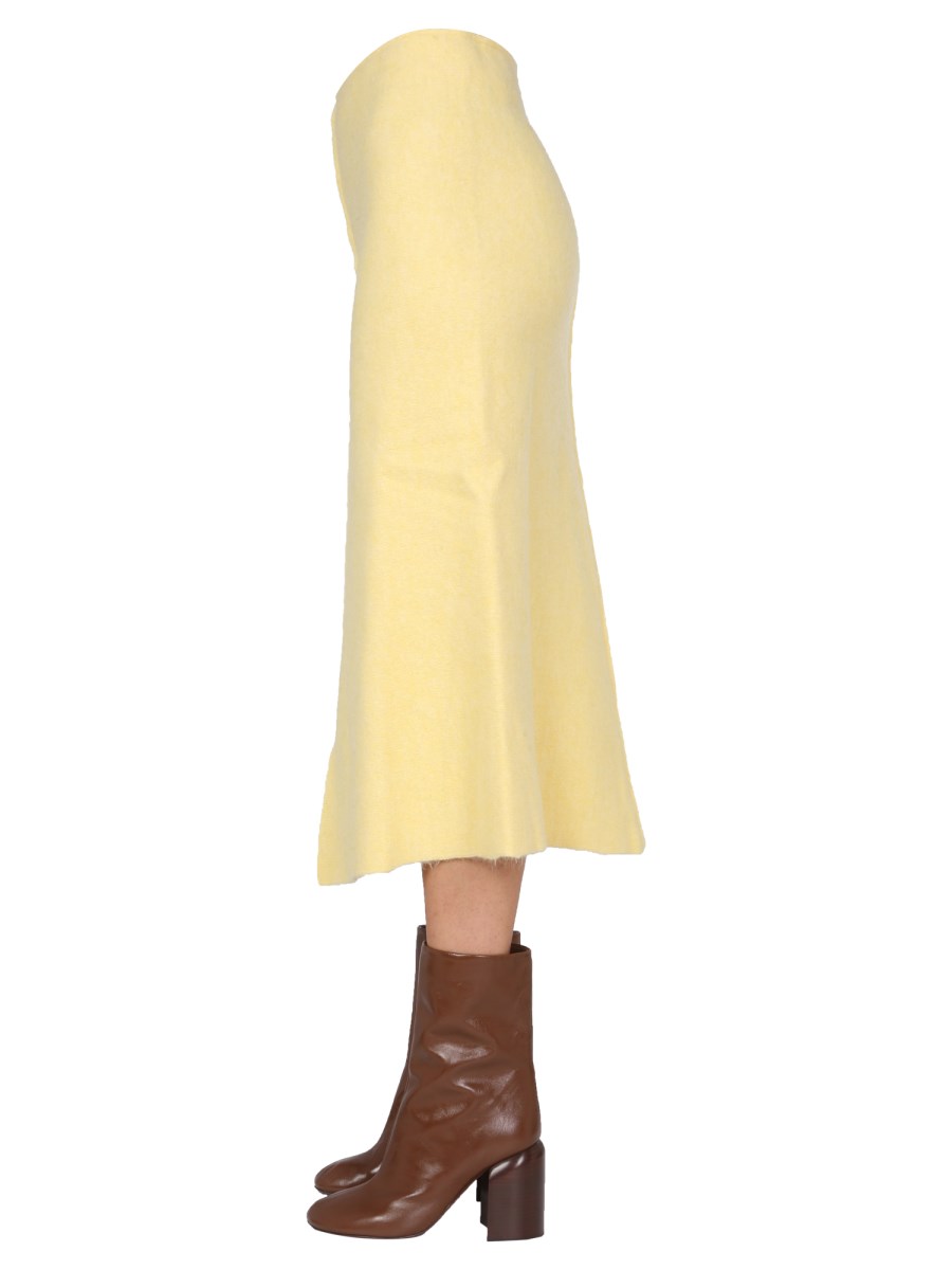 JIL SANDER GONNA MIDI IN FELTRO DI LANA