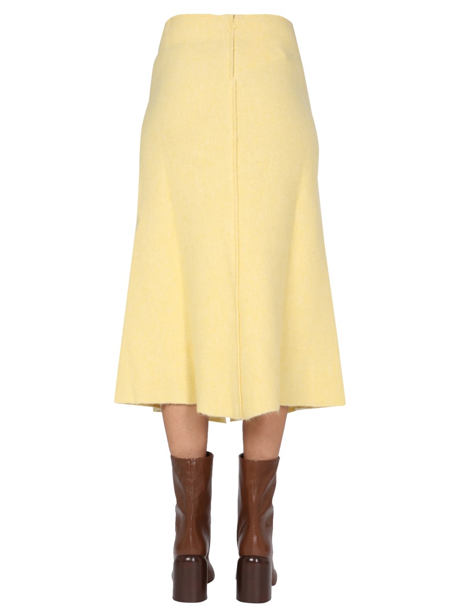JIL SANDER GONNA MIDI IN FELTRO DI LANA