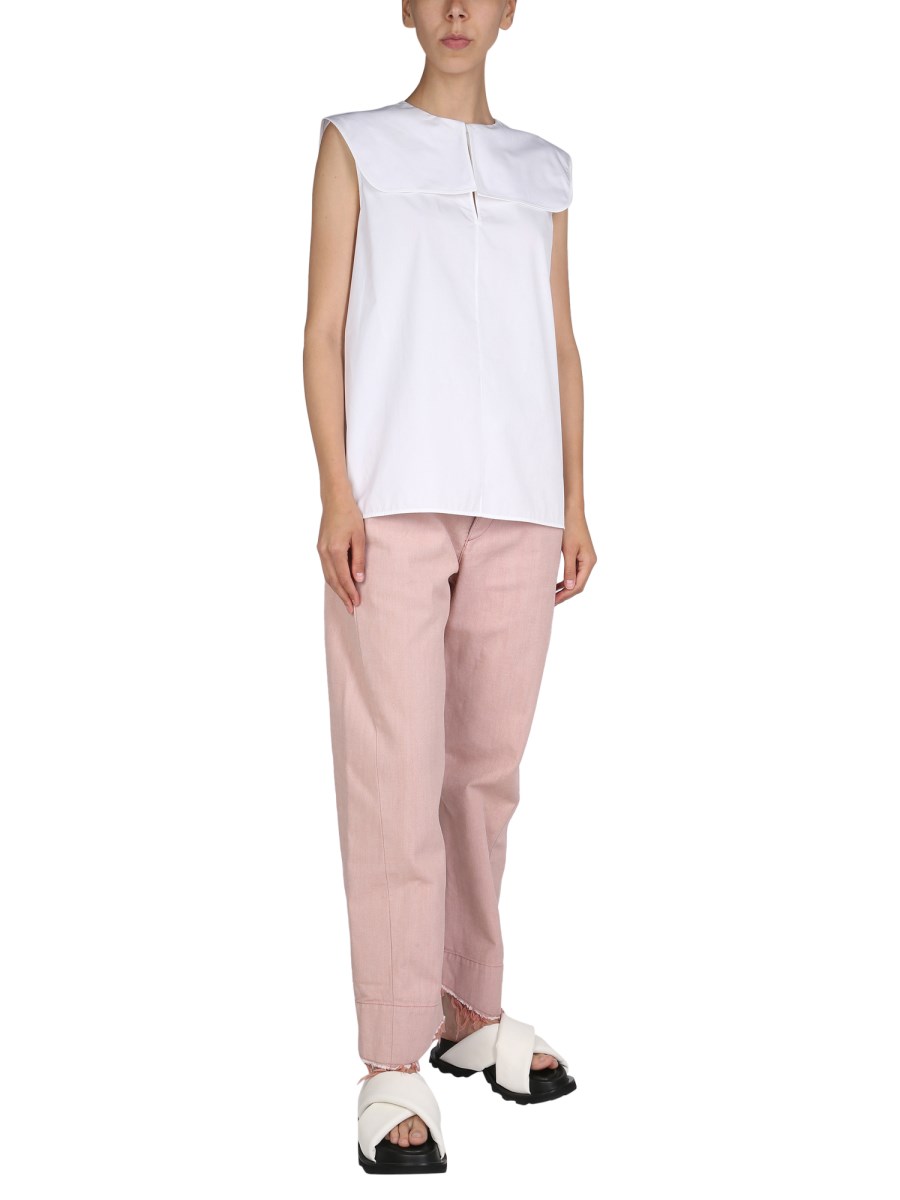 JIL SANDER JEANS A VITA BASSA IN COTONE