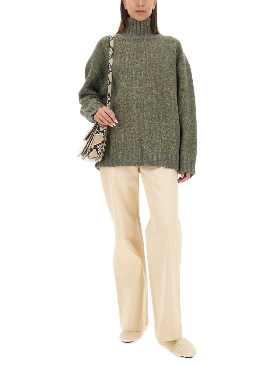 JIL SANDER MAGLIONE A COLLO ALTO IN MISTO LANA