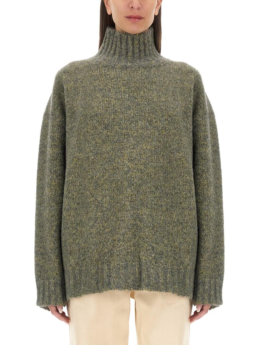JIL SANDER MAGLIONE A COLLO ALTO IN MISTO LANA