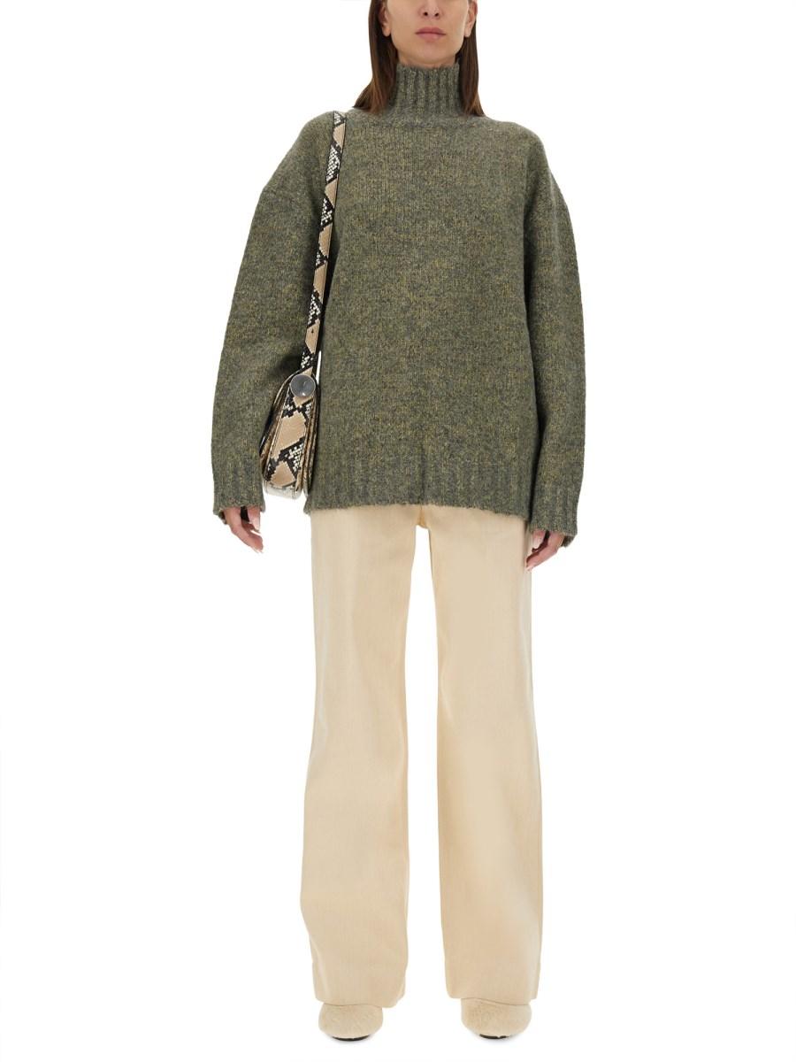 JIL SANDER PANTALONE SVASATO IN TWILL DI COTONE