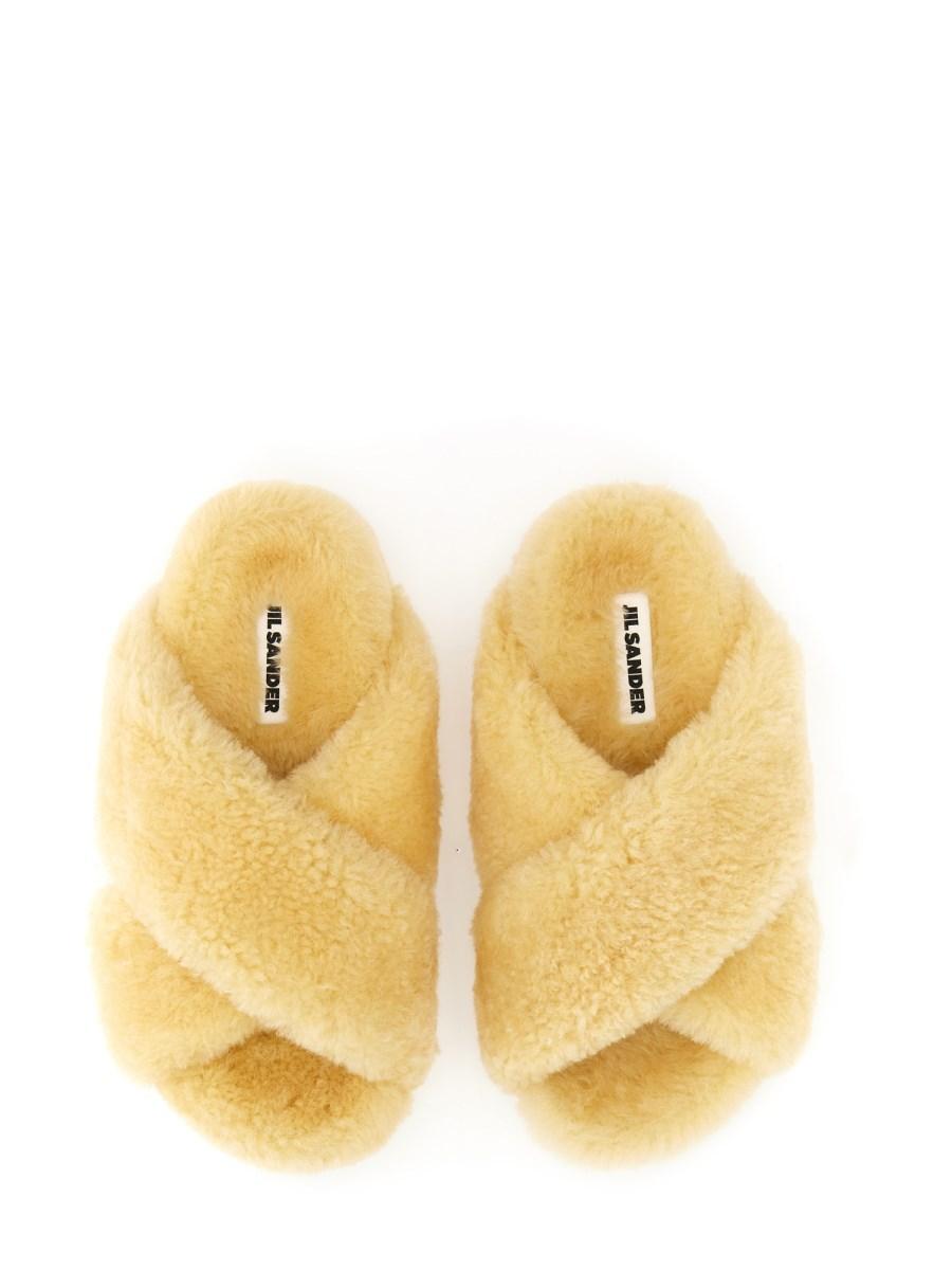 JIL SANDER SANDALO INCROCIATO IN SHEARLING