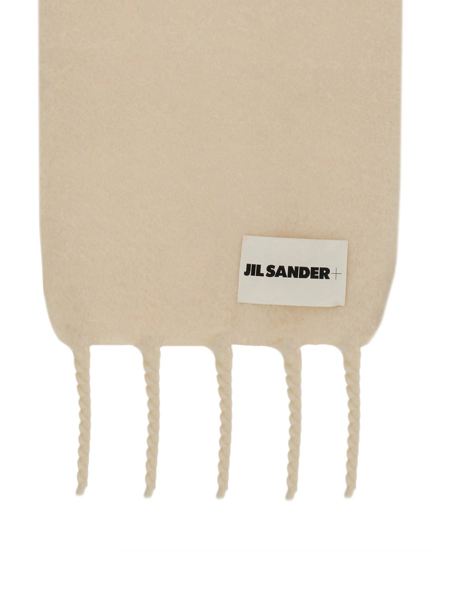 JIL SANDER SCIARPA LUNGA IN MOHAIR CON PATCH LOGO
