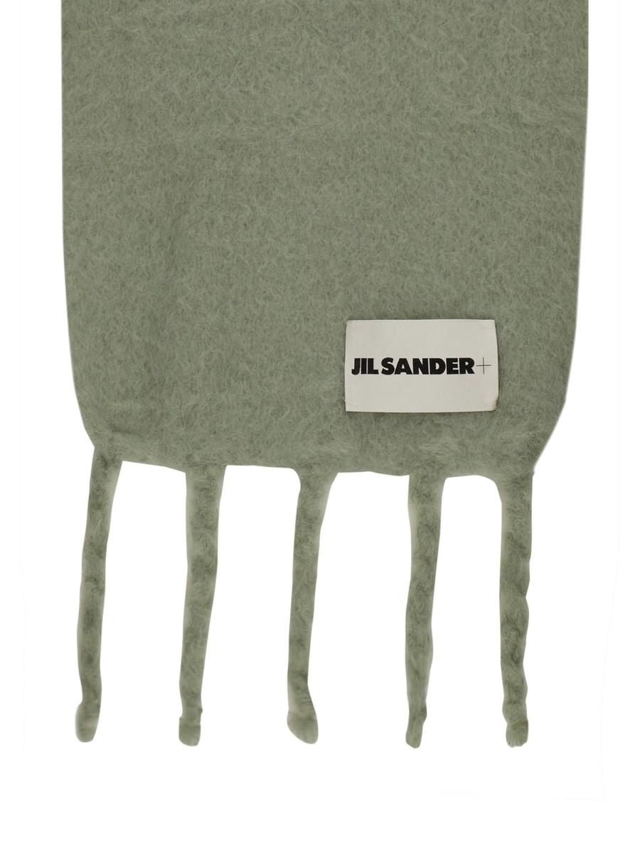 JIL SANDER SCIARPA LUNGA IN MOHAIR CON PATCH LOGO