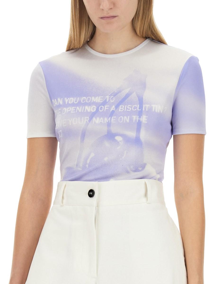 JIL SANDER T-SHIRT IN VISCOSA CON LOGO