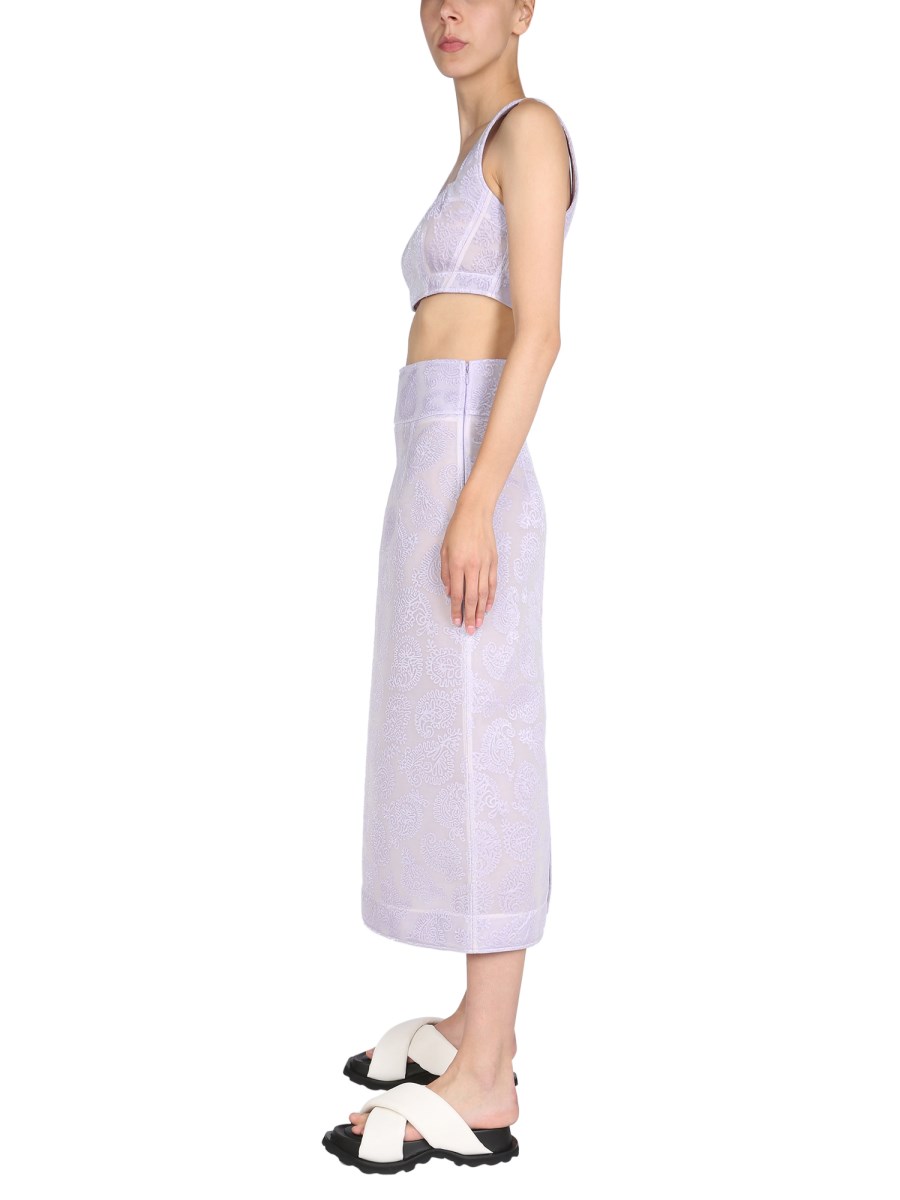 JIL SANDER TOP IN MISTO VISCOSA CON RICAMO