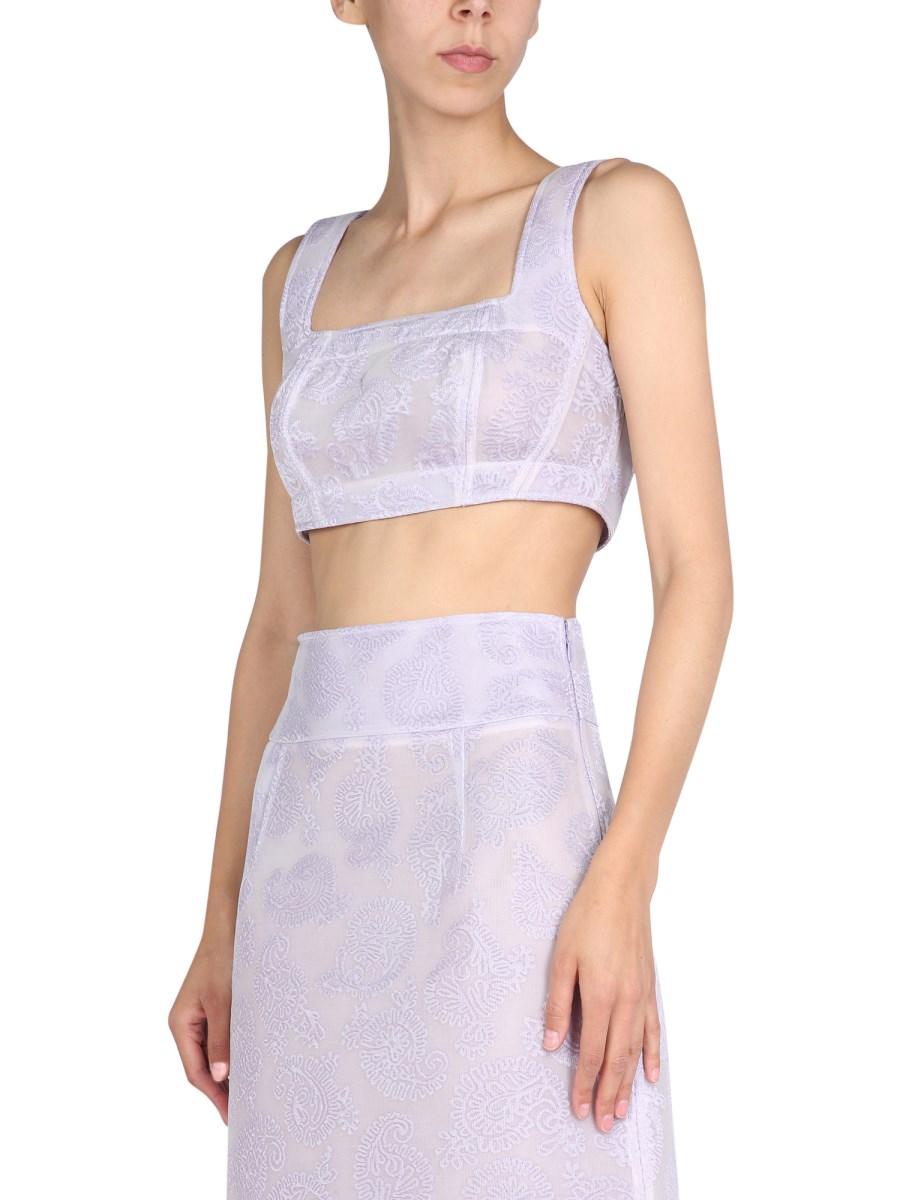 JIL SANDER TOP IN MISTO VISCOSA CON RICAMO