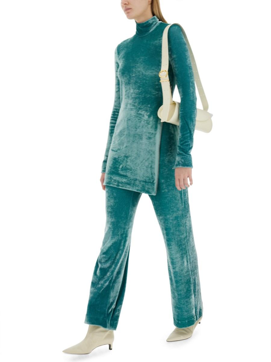 JIL SANDER TOP MANICA LUNGA IN JERSEY DI VELLUTO