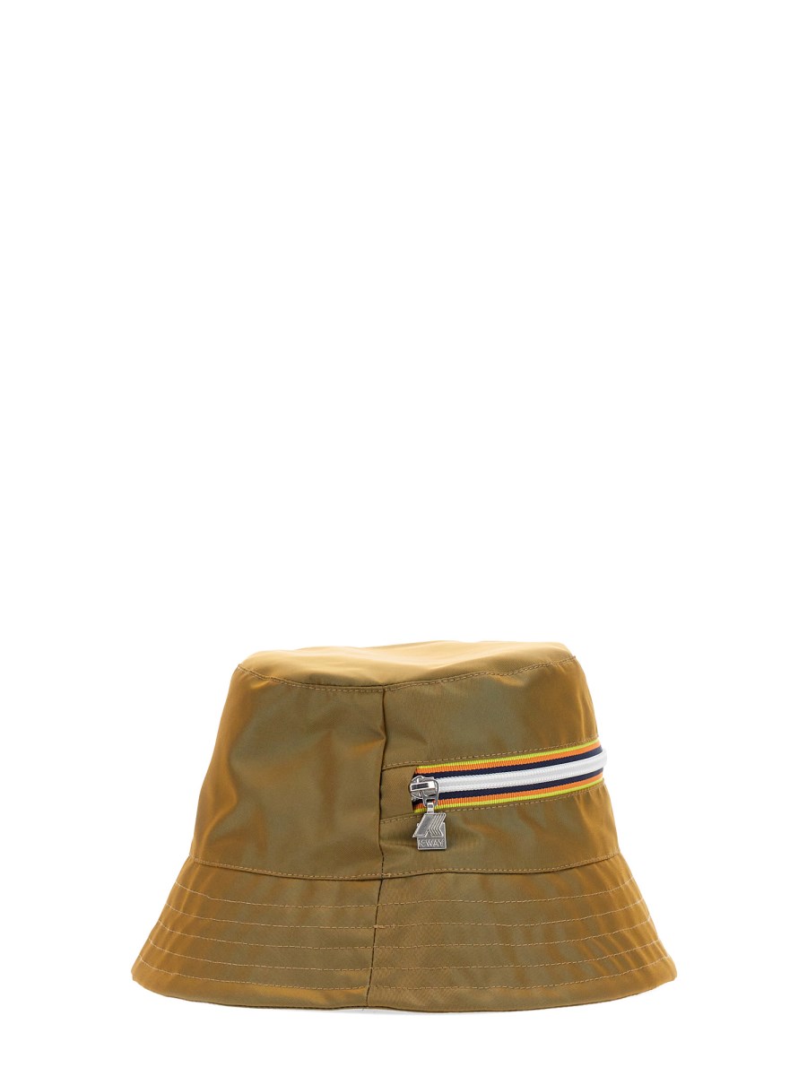 K-WAY CAPPELLO BUCKET CON ZIP LOGO IN NYLON