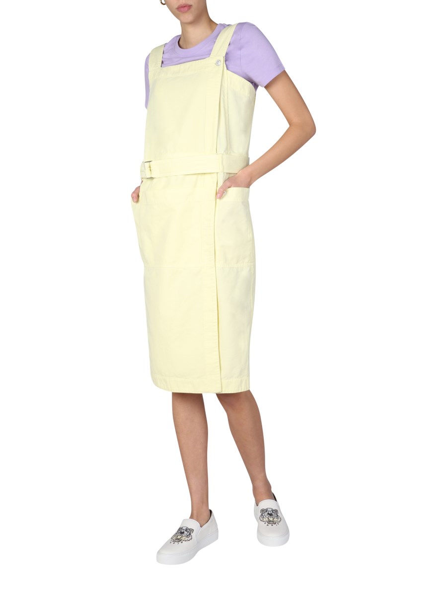 KENZO ABITO MIDI IN DENIM DI COTONE CON CINTURA