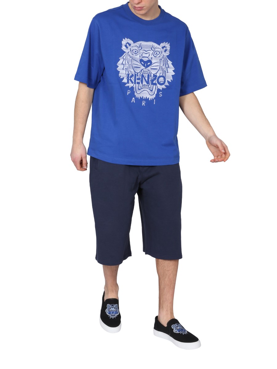KENZO BERMUDA IN FELPA DI COTONE CON LOGO