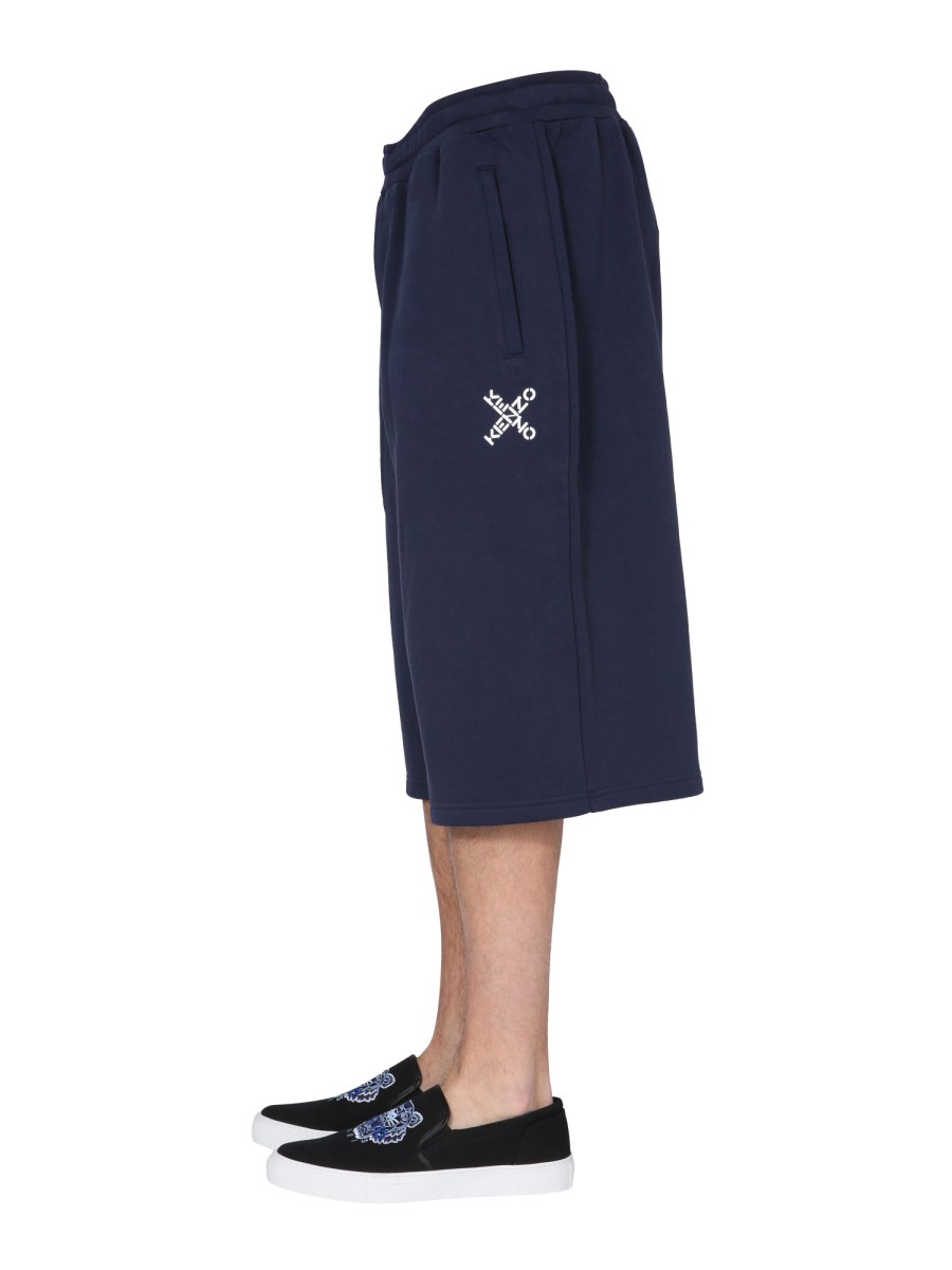 KENZO BERMUDA IN FELPA DI COTONE CON LOGO