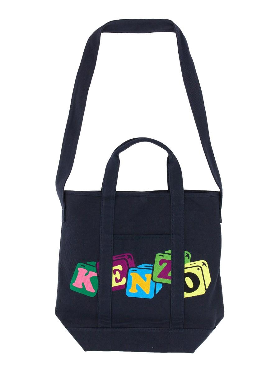 KENZO BORSA TOTE BOKE BLOCKS IN COTONE