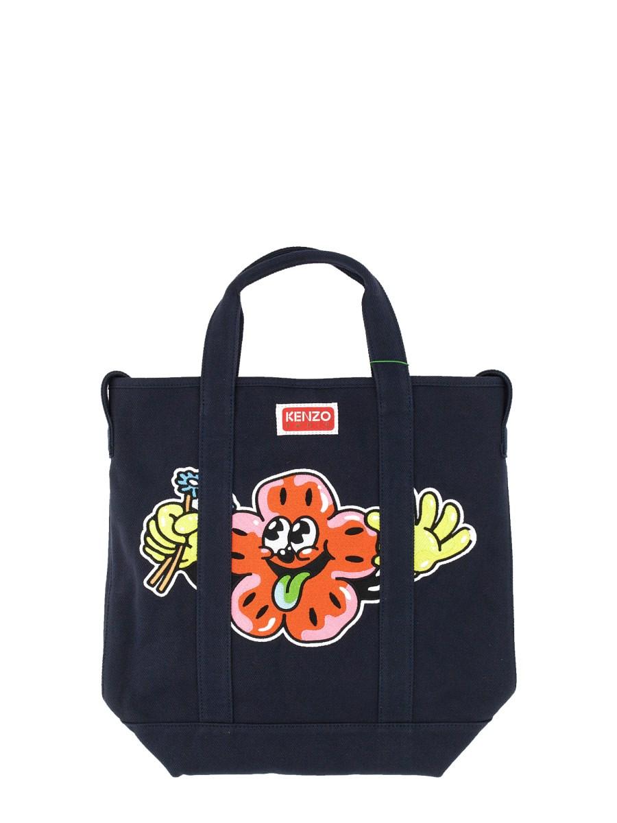 KENZO BORSA TOTE BOKE BLOCKS IN COTONE