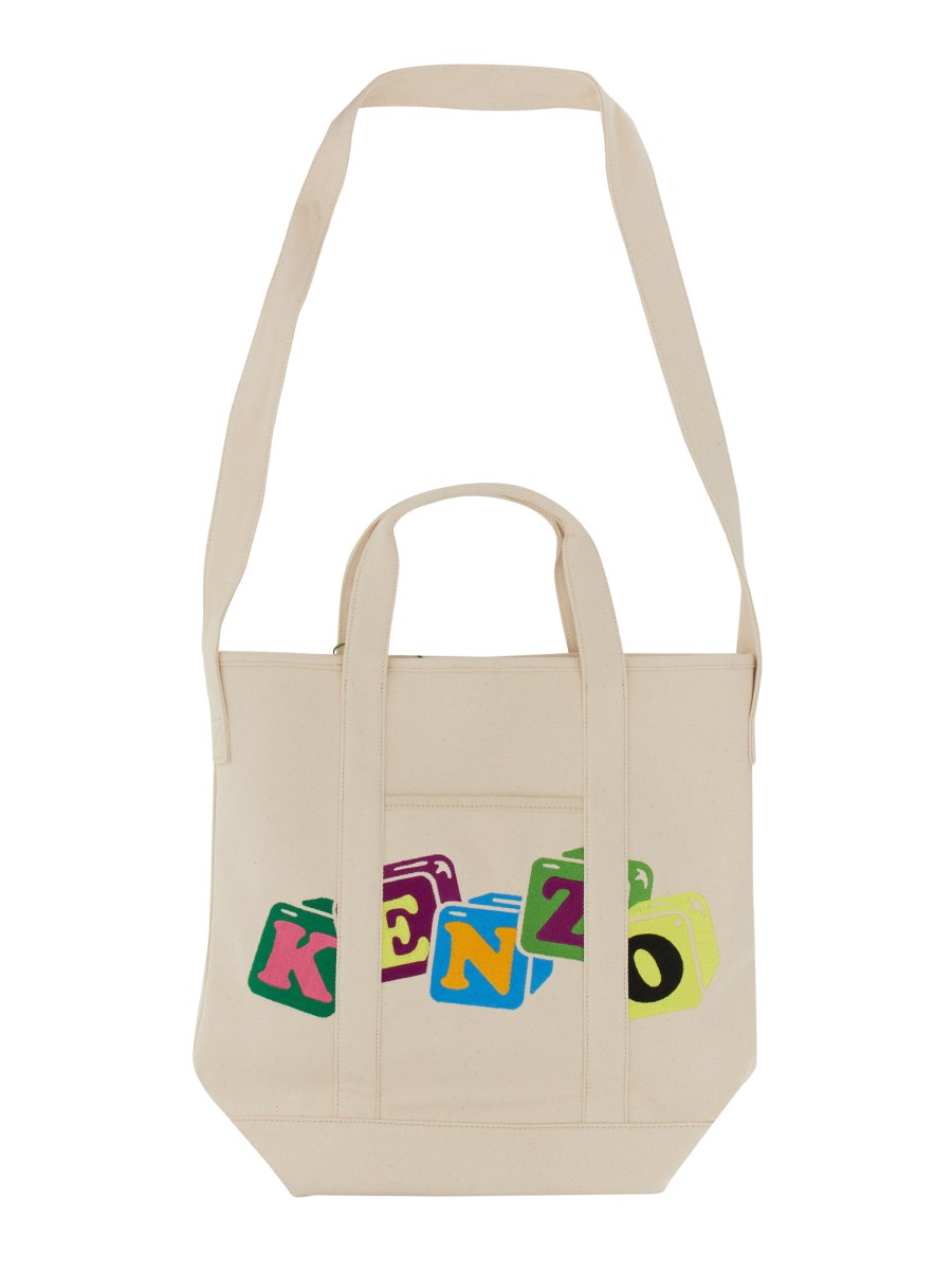 KENZO BORSA TOTE BOKE BLOCKS IN COTONE
