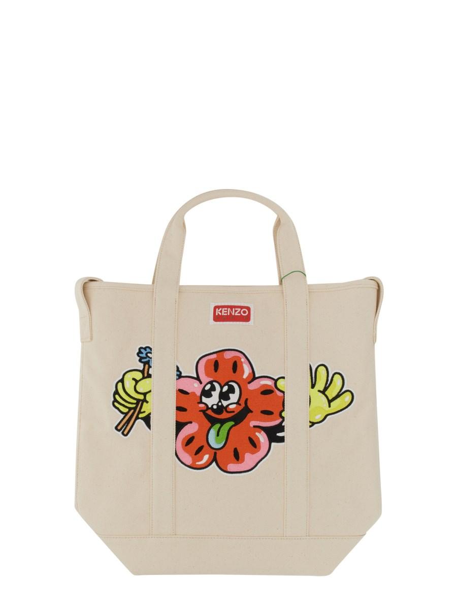 KENZO BORSA TOTE BOKE BLOCKS IN COTONE