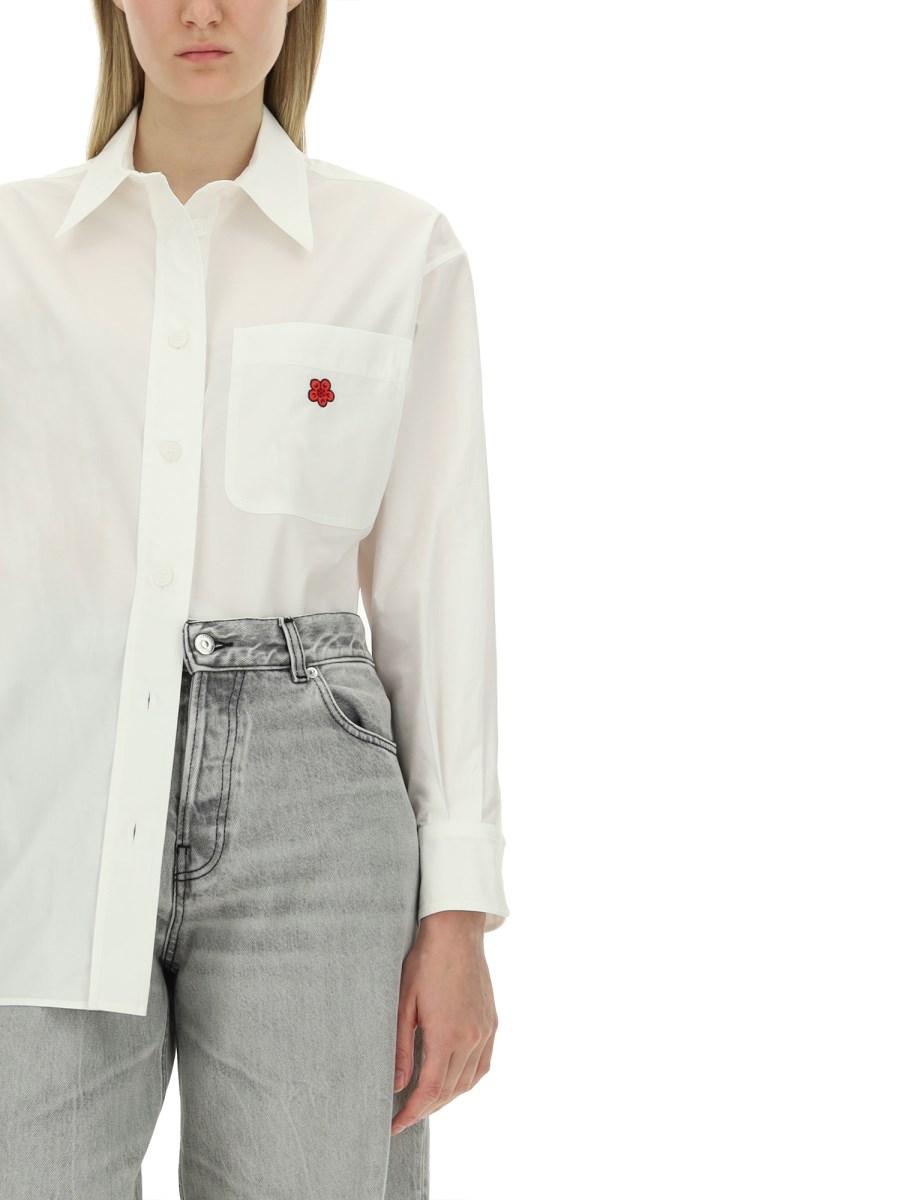 KENZO CAMICIA BOKE FLOWER IN POPELINE DI COTONE