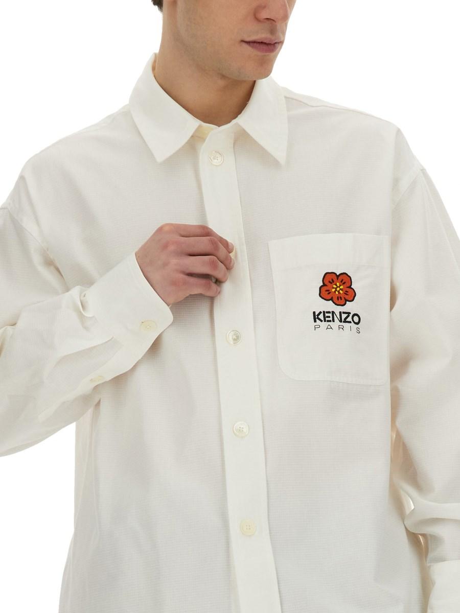 KENZO CAMICIA BOKE FLOWER IN POPELINE DI COTONE