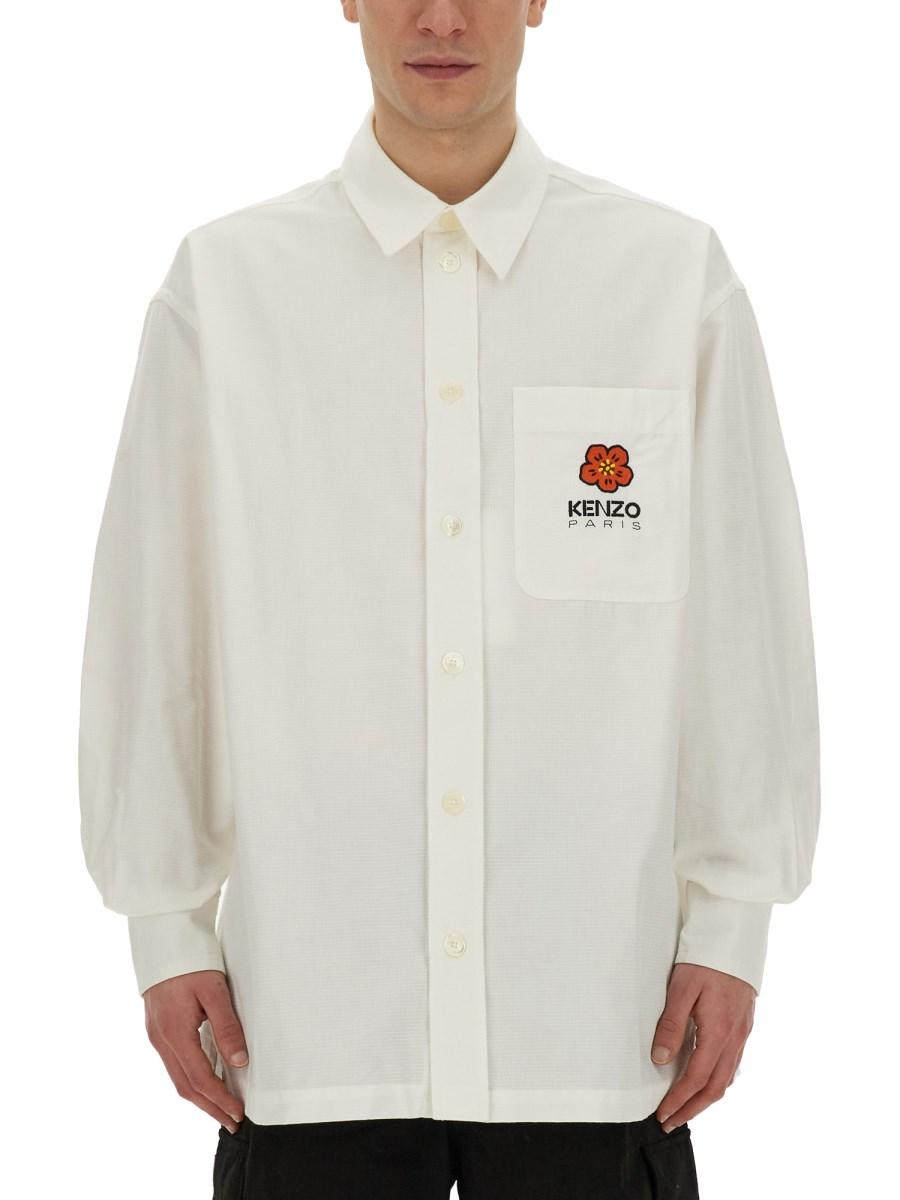 KENZO CAMICIA BOKE FLOWER IN POPELINE DI COTONE