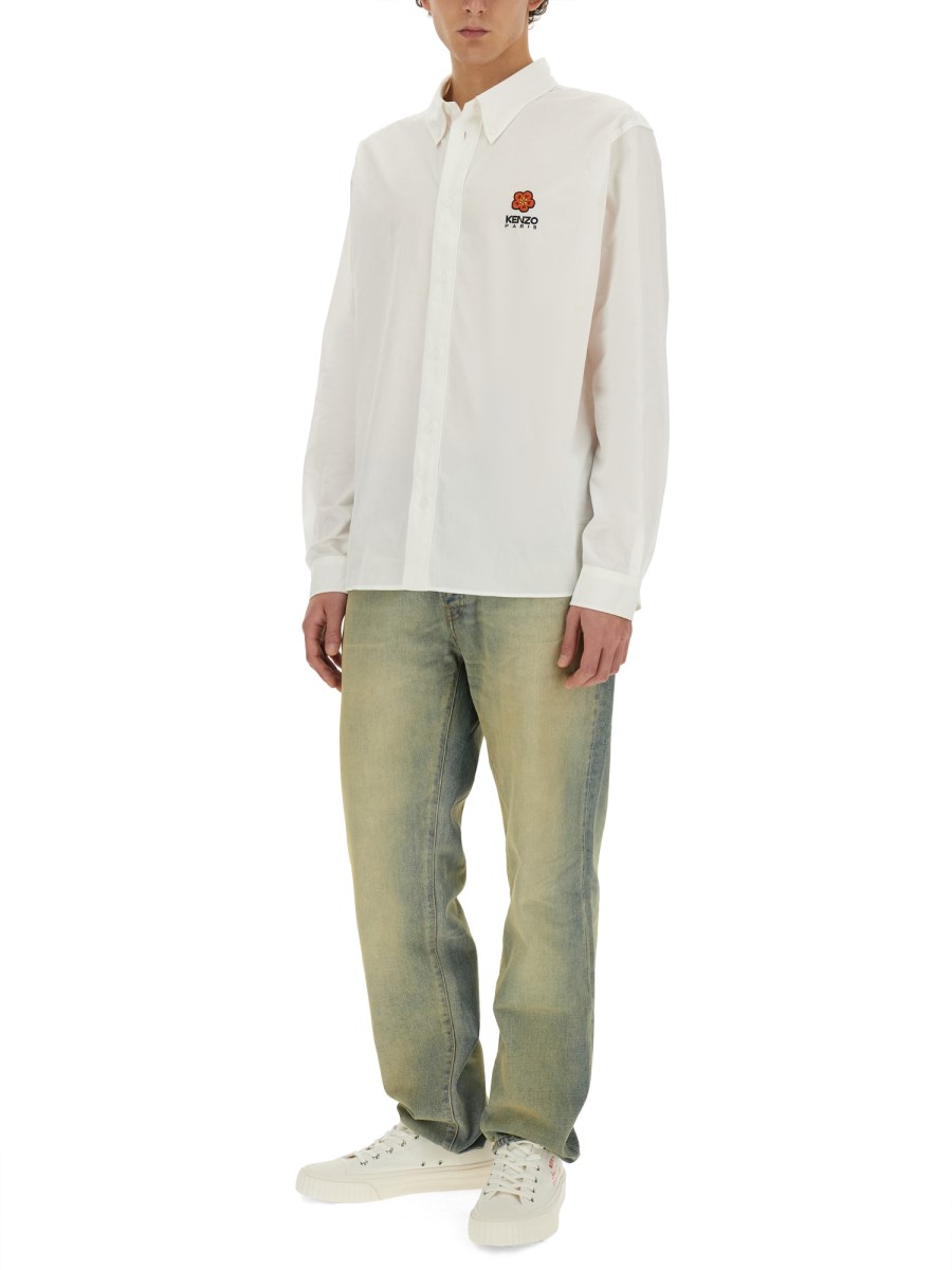 KENZO CAMICIA BOKE FLOWER IN POPELINE DI COTONE