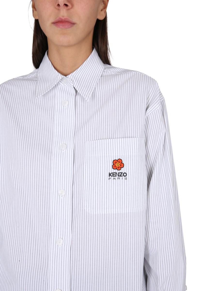 KENZO CAMICIA CON PATCH LOGO IN COTONE
