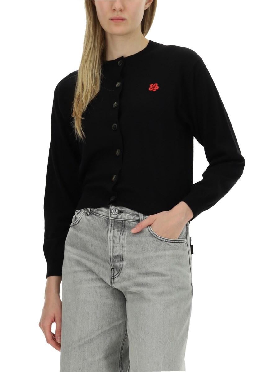 KENZO CARDIGAN IN LANA CON RICAMO LOGO