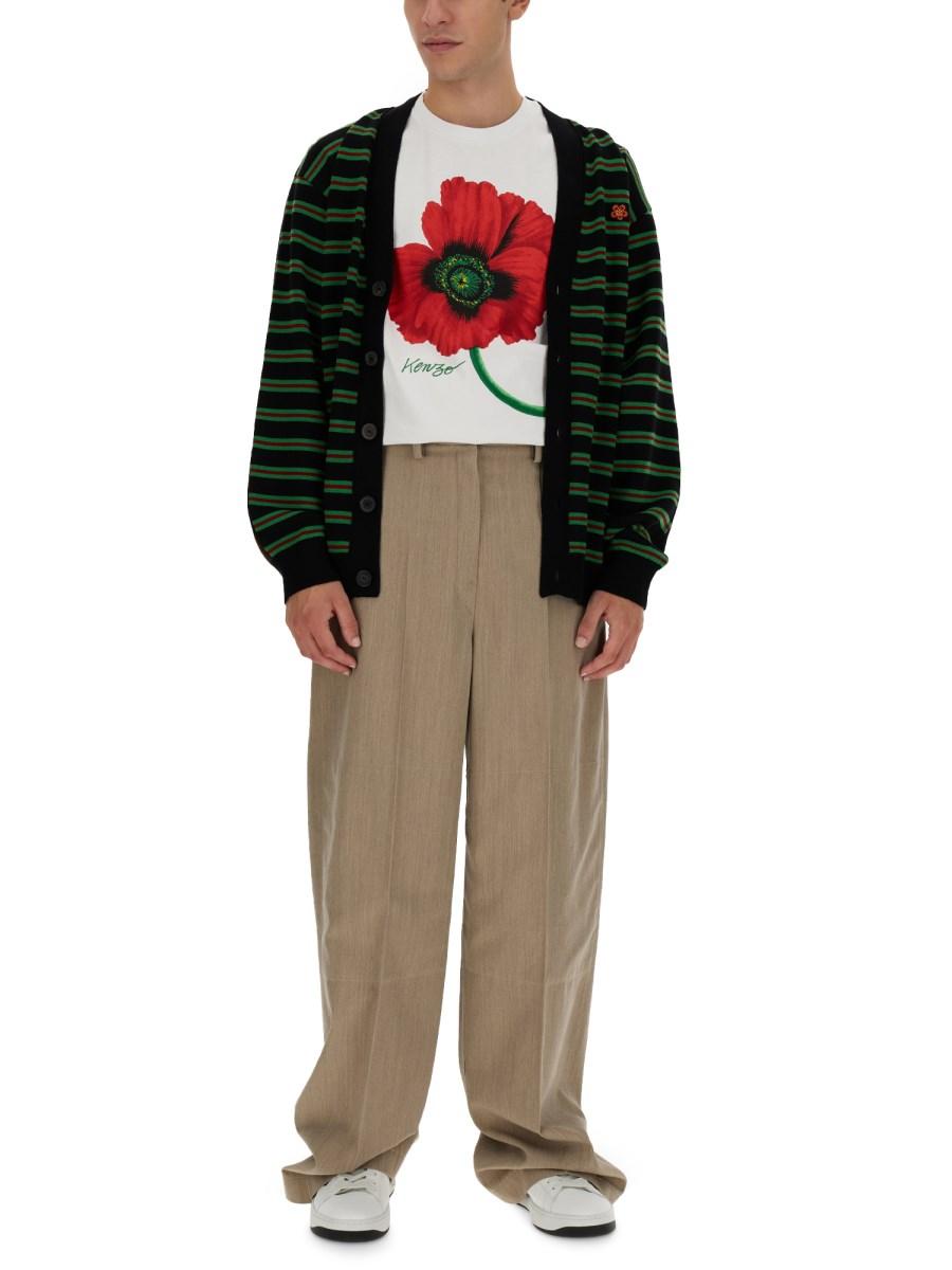 KENZO CARDIGAN "POPPY" IN LANA CON MOTIVO RIGA