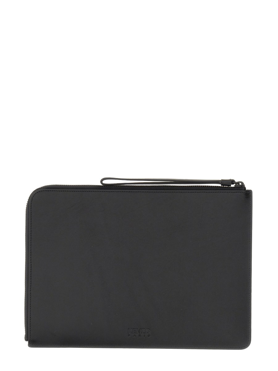 KENZO CLUTCH IN PELLE CON LOGO