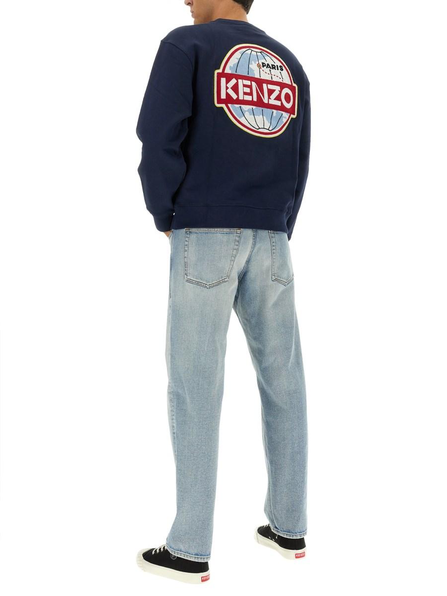 KENZO FELPA IN COTONE CON RICAMO GLOBE CLASSIC