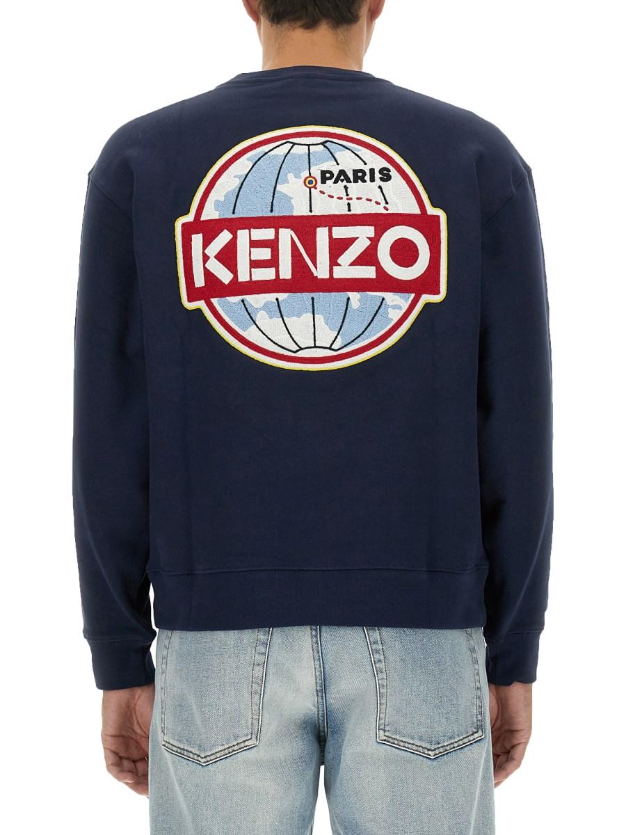 KENZO FELPA IN COTONE CON RICAMO GLOBE CLASSIC