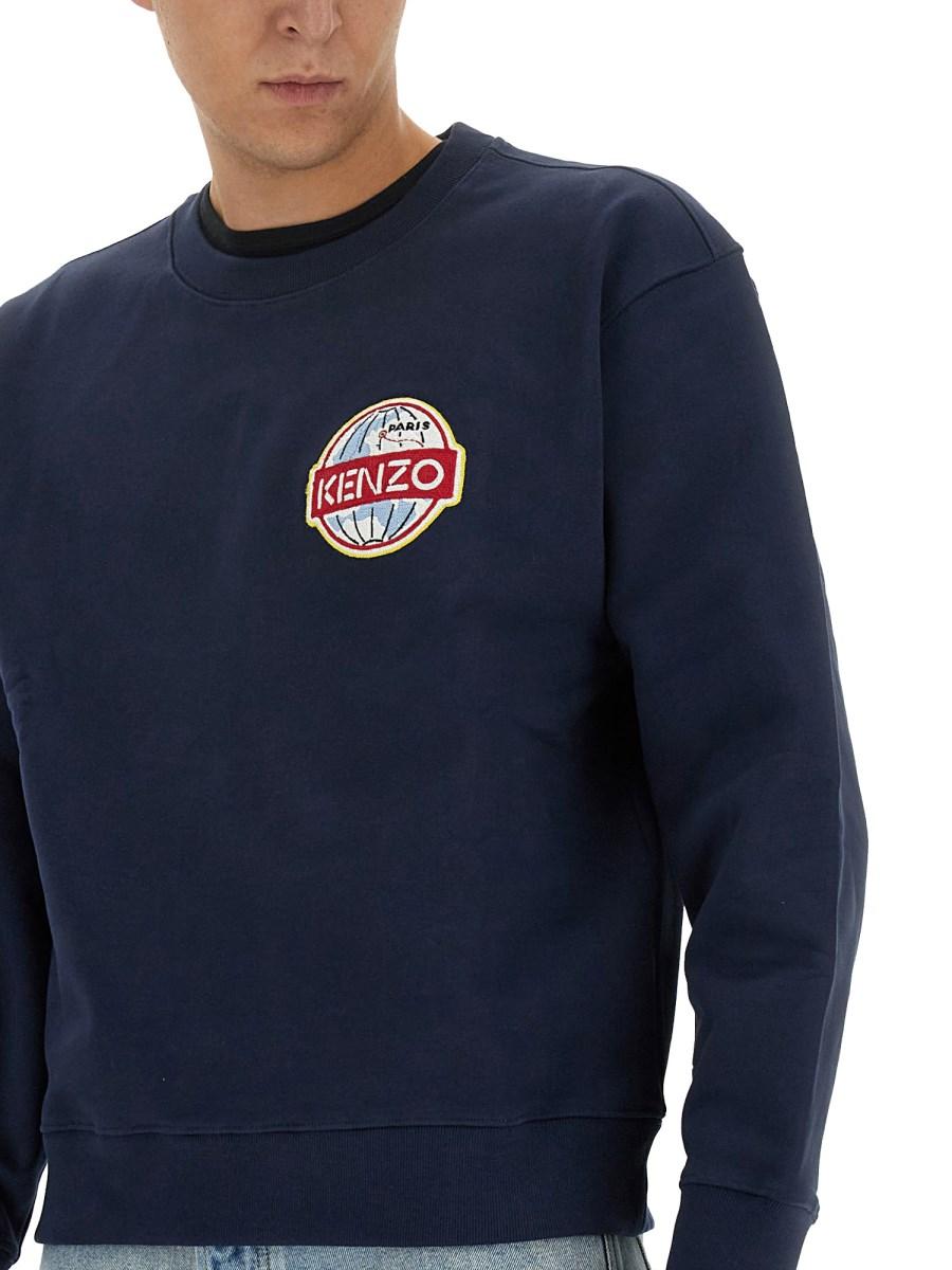 KENZO FELPA IN COTONE CON RICAMO GLOBE CLASSIC
