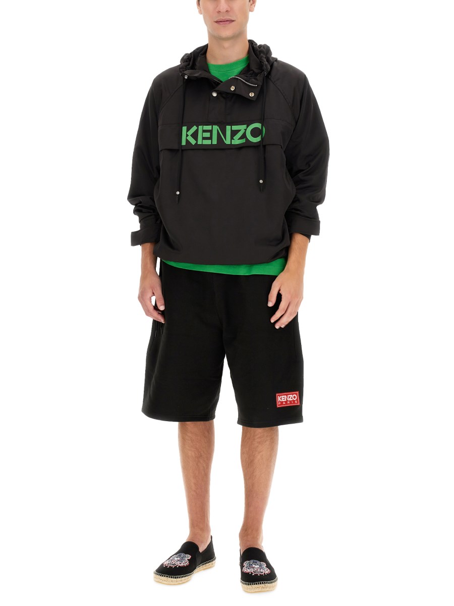 KENZO GIACCA A VENTO CON LOGO IN NYLON