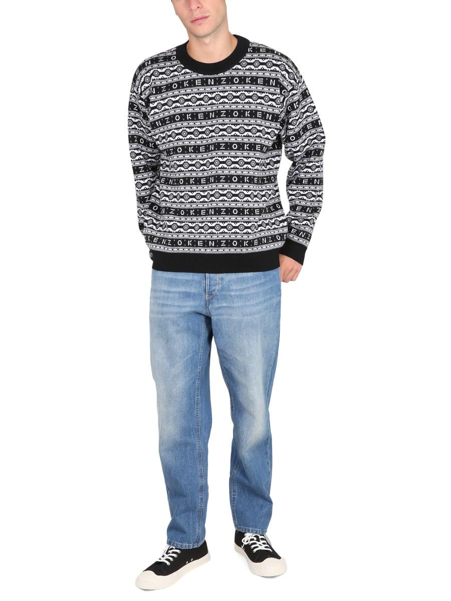 KENZO MAGLIA CON LOGO JACQUARD IN LANA