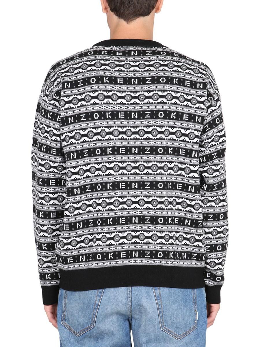KENZO MAGLIA CON LOGO JACQUARD IN LANA