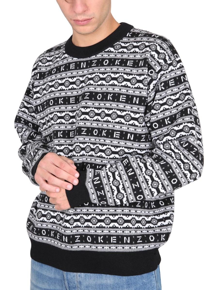 KENZO MAGLIA CON LOGO JACQUARD IN LANA