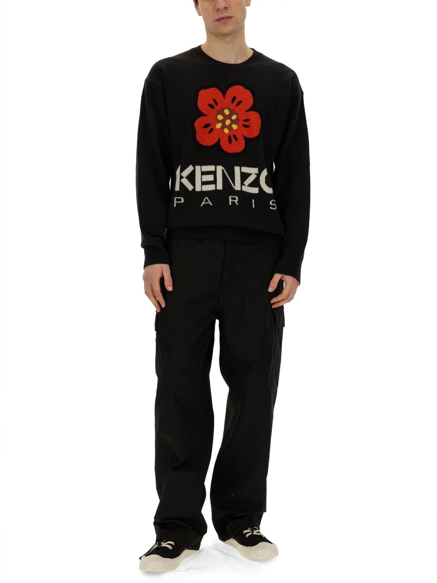 KENZO MAGLIA IN LANA CON RICAMO BOKE FLOWER