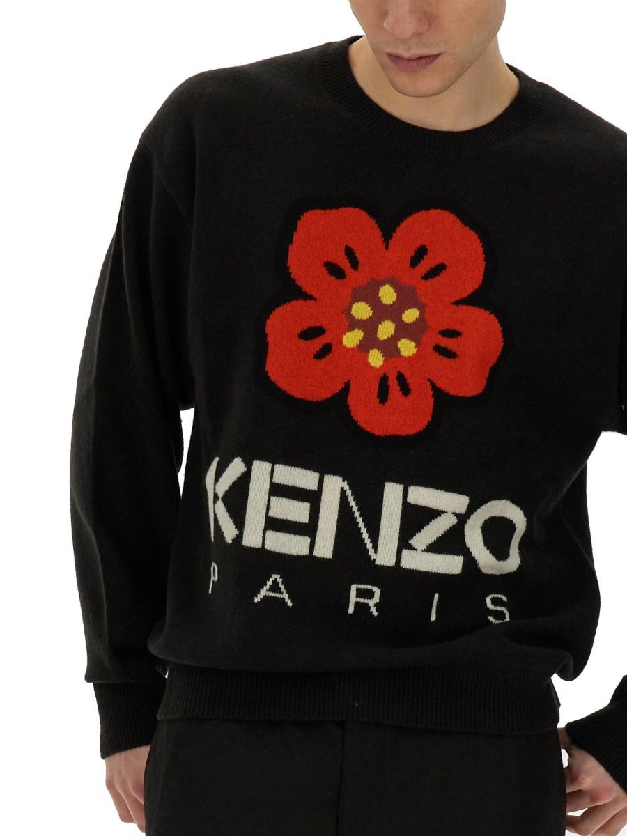 KENZO MAGLIA IN LANA CON RICAMO BOKE FLOWER