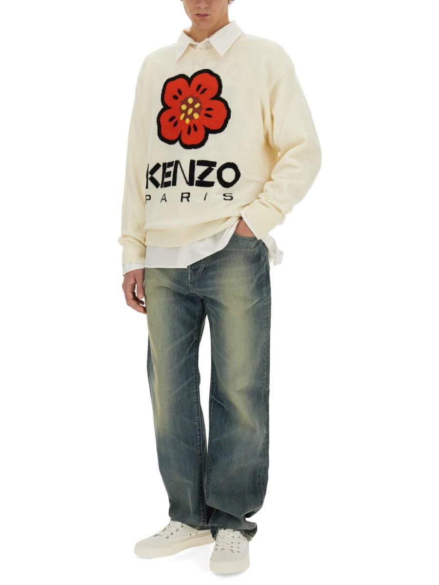 KENZO MAGLIA IN LANA CON RICAMO BOKE FLOWER