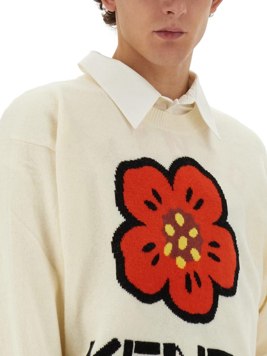 KENZO MAGLIA IN LANA CON RICAMO BOKE FLOWER