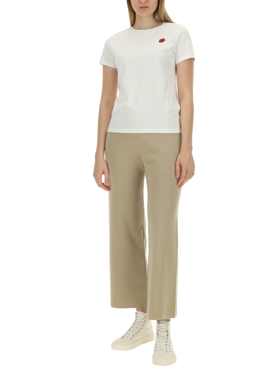 KENZO PANTALONE IN MAGLIA DI LANA CON LOGO