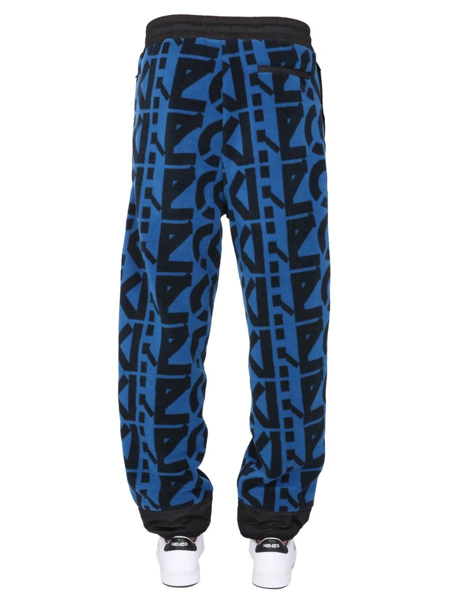 KENZO PANTALONE JOGGING IN PILE CON LOGO MONOGRAM