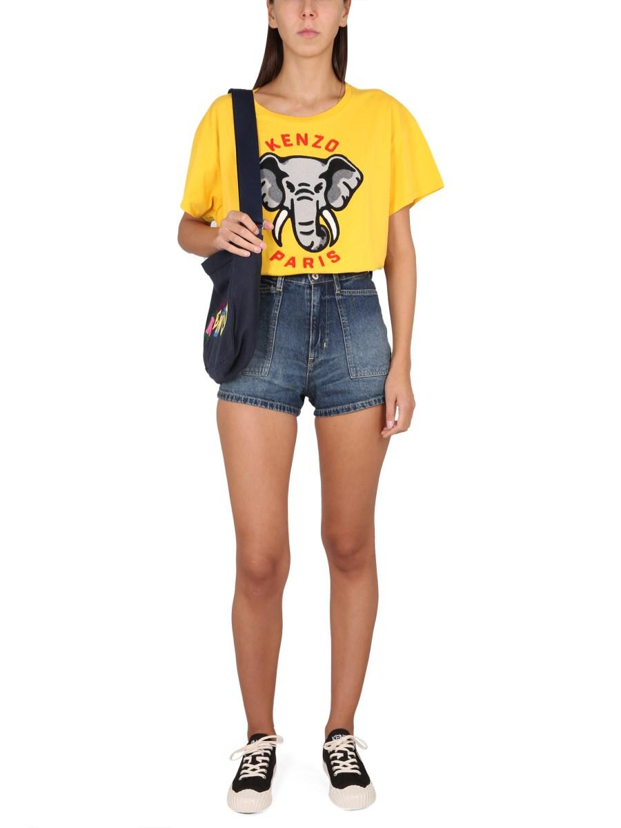 KENZO T-SHIRT CASUAL ÉLÉPHANT IN COTONE